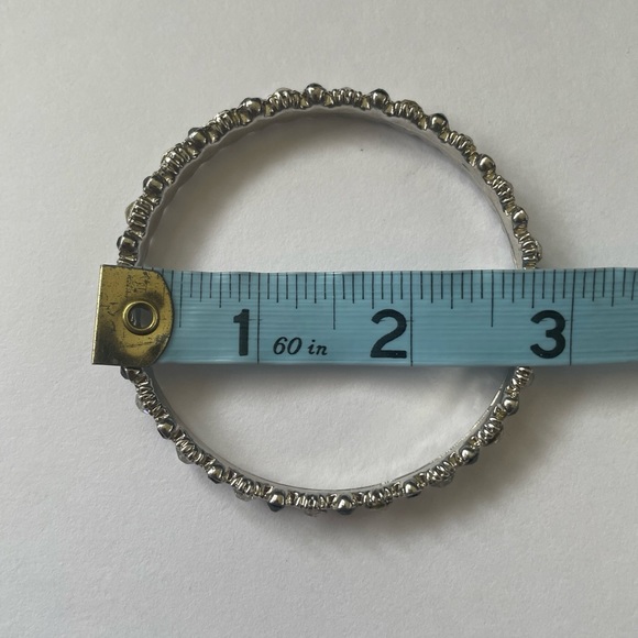 Silvertone Crystal and Black Gem Bangle Bracelet - Picture 4 of 4